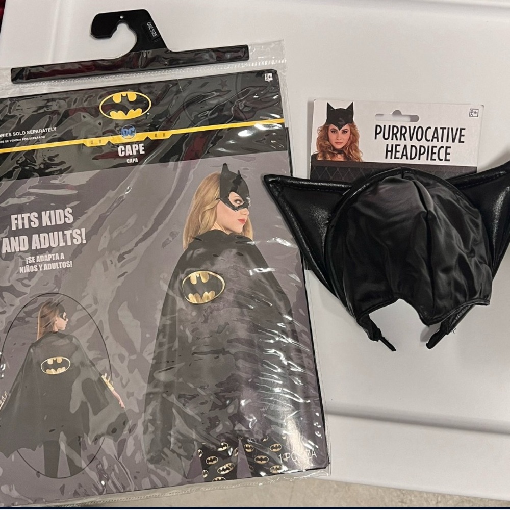 Unisex Batman cape with Headpiece Halloween Costume fits adult or child